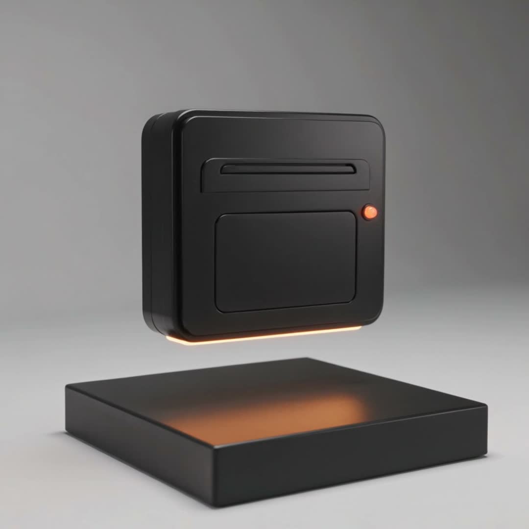 En stämpelklocka med en orange lampa, som ett föremål